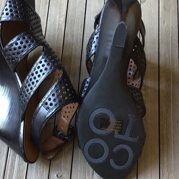 New Franco Sarto Black wedge Sandals size 10 - Picture 3 of 3